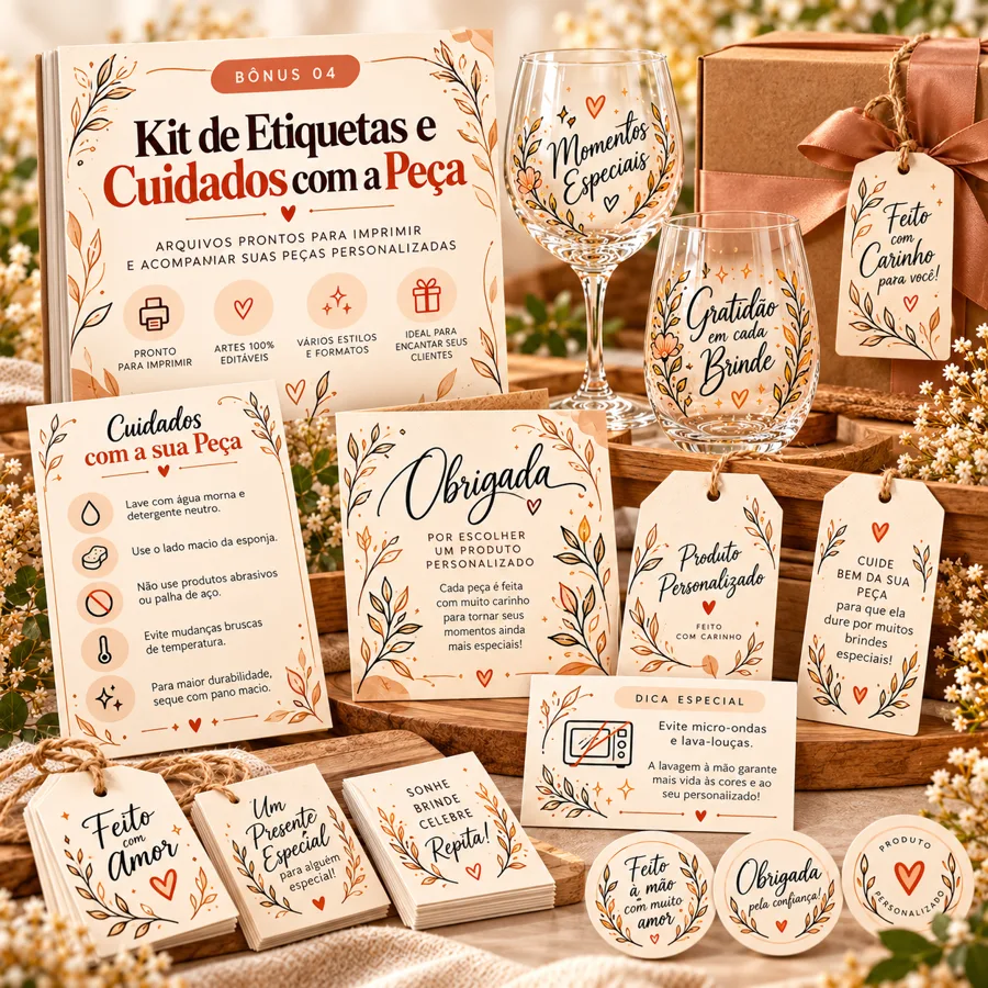 Kit de Etiquetas e Cuidados com a Peça